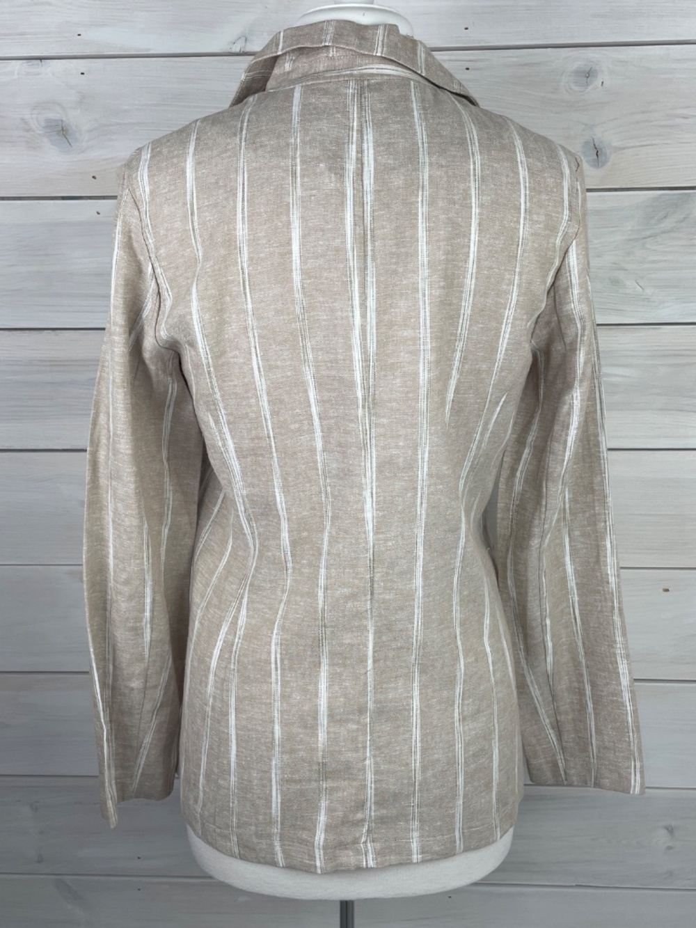 DREW Womens Tan White Striped Linen Blazer Jacket Size Small - NWT $262 - Picture 4 of 7